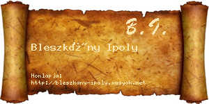 Bleszkány Ipoly névjegykártya